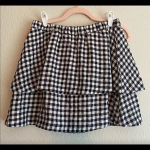MADEWELL Navy Gingham Buffalo Check Ruffle Skirt S